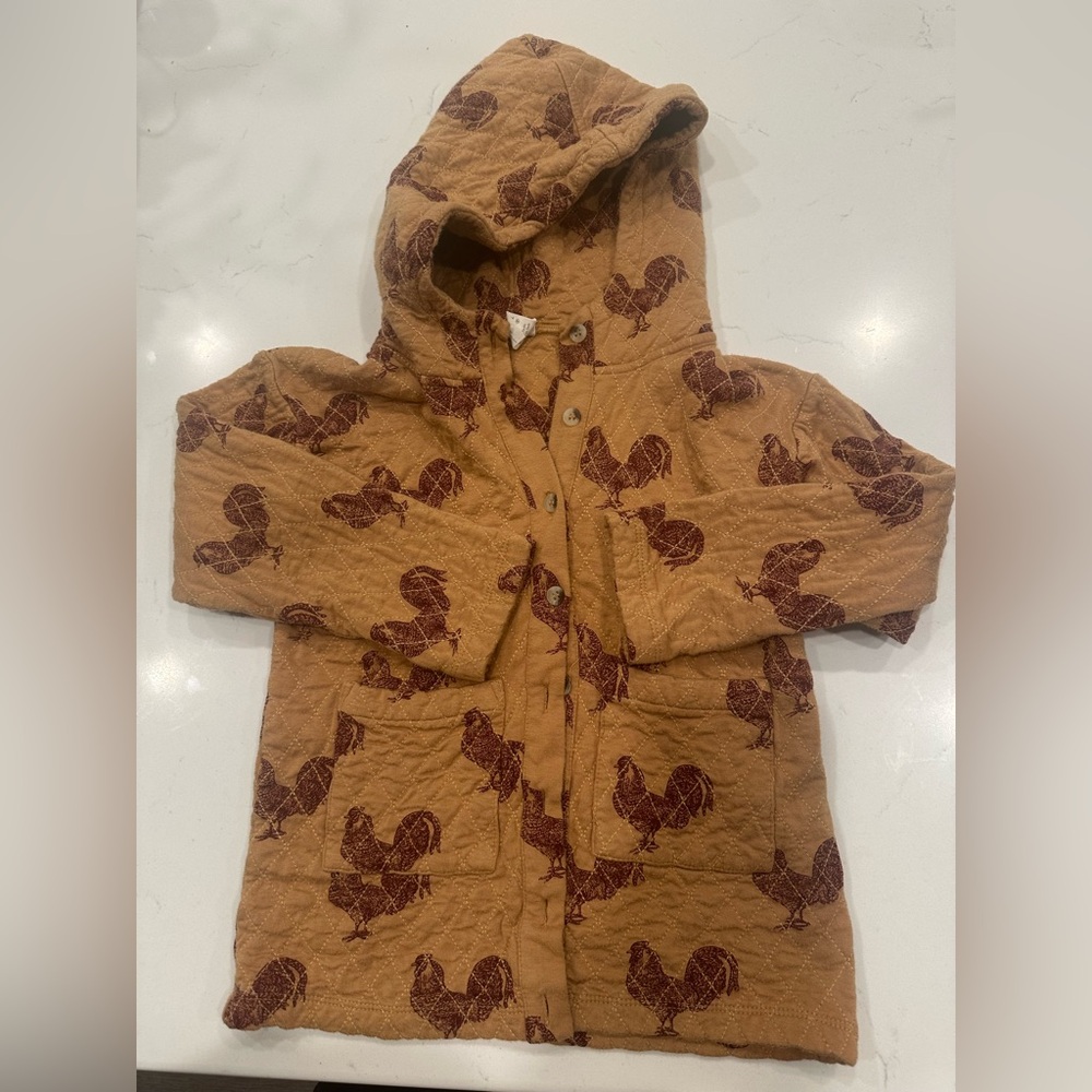 Kate Quinn quilted hooded jacket russet rooster (7y)